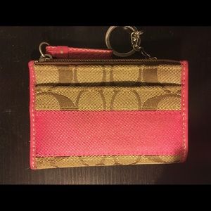 Pink and tan Coach ID holder/ small wallet